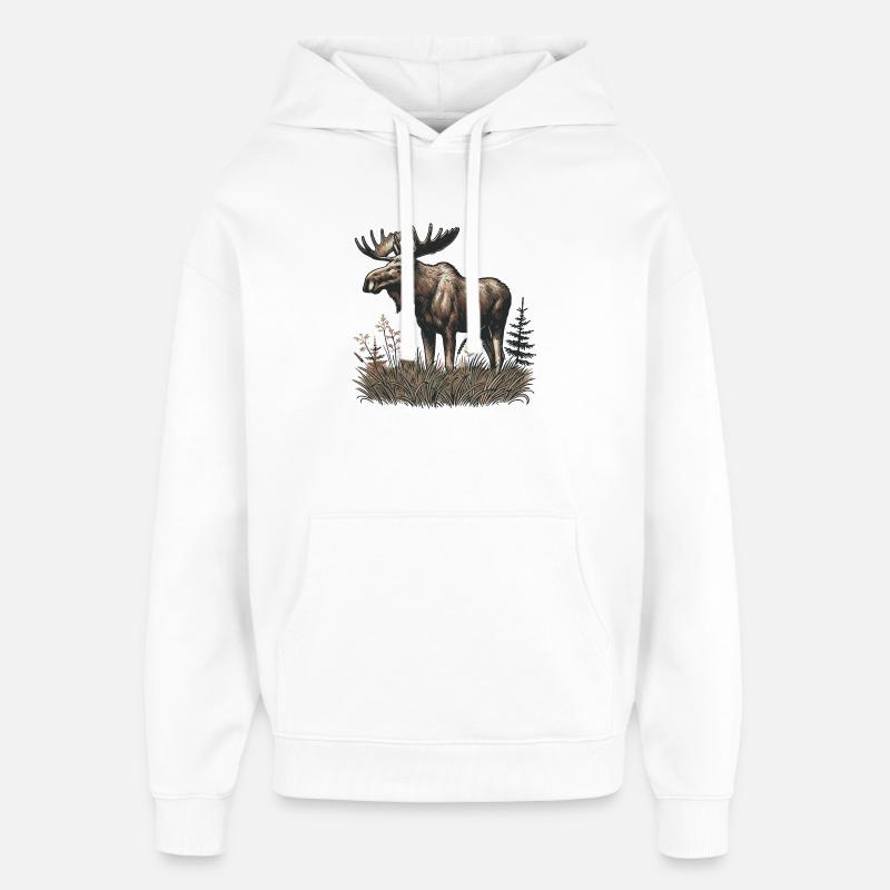 Elch - Oversized Unisex Hoodie von Stanley/Stella - Weiß