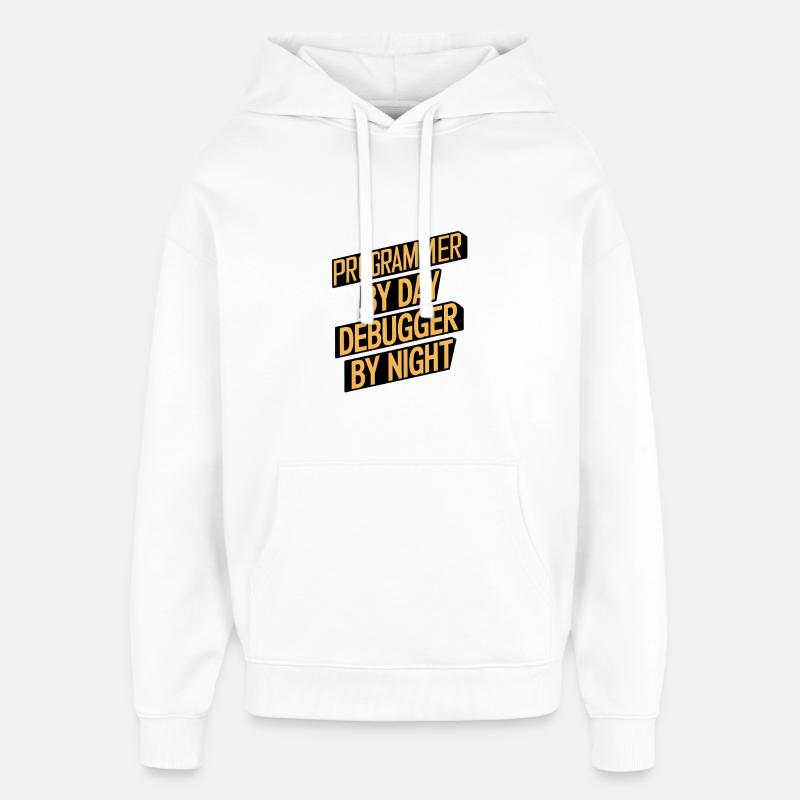 Programmeur le jour, débogueur la nuit - Sweat à capuche unisexe Stanley/Stella Oversized - blanc