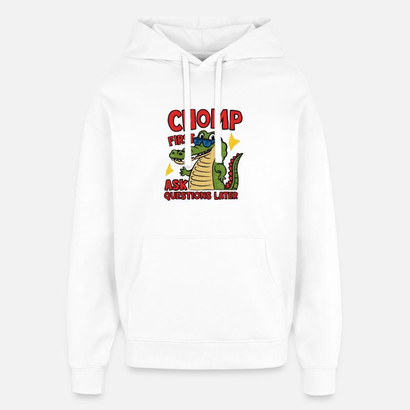Chomp First, Ask Questions Later - Oversized Unisex Hoodie von Stanley/Stella - Weiß