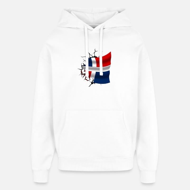 Drapeau de la République dominicaine - Sweat à capuche unisexe Stanley/Stella Oversized - blanc