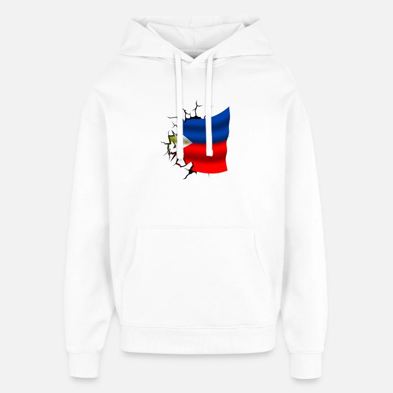 Philippine - Drapeau brisé - Sweat à capuche unisexe Stanley/Stella Oversized - blanc