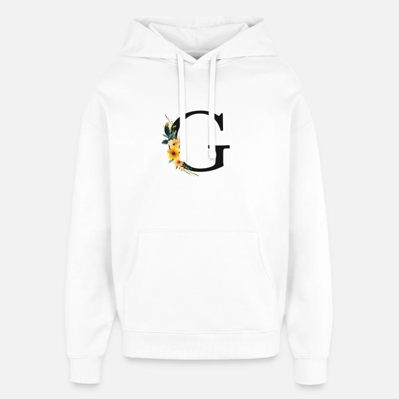 G Monogram, Floral, Personnalisable - Sweat à capuche unisexe Stanley/Stella Oversized - blanc
