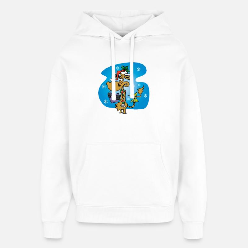 Vache Père Noël *drôle* - Sweat à capuche unisexe Stanley/Stella Oversized - blanc