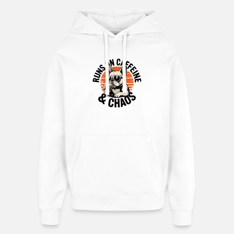 Bouledogue français Coffee Vibes - Sweat à capuche unisexe Stanley/Stella Oversized - blanc
