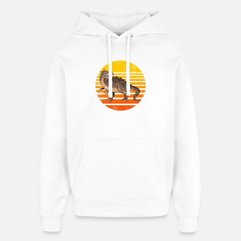 Dinosaure Coucher De Soleil Design - Sweat à capuche unisexe Stanley/Stella Oversized - blanc