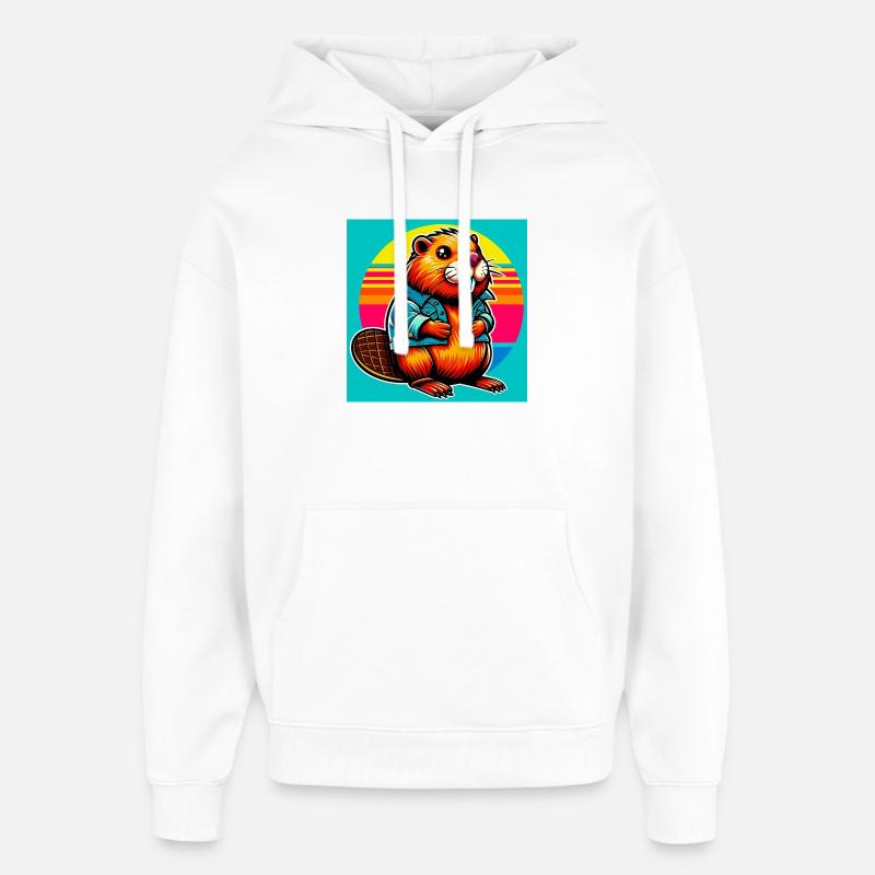 bóbr - Stanley/Stella Oversized Bluza z kapturem unisex - biały