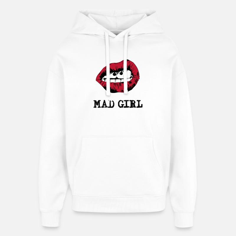 Exciting Lips with Surreal Faces - Oversized Unisex Hoodie by Stanley/Stella - white