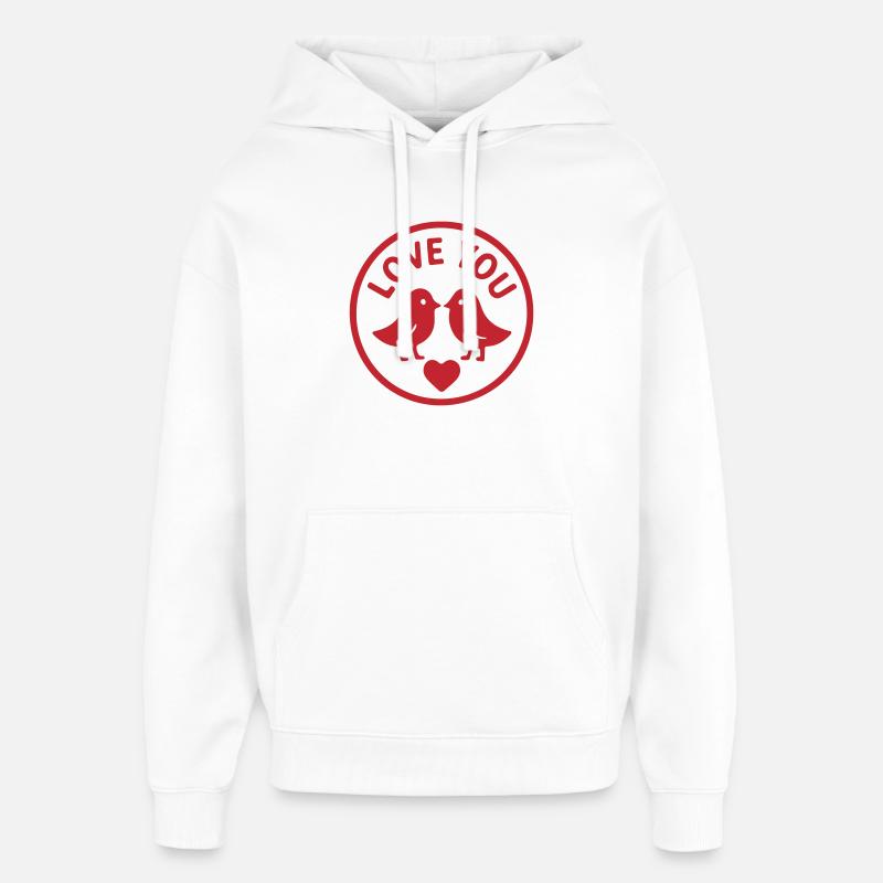 Oiseaux d’amour romantique timbre design - Sweat à capuche unisexe Stanley/Stella Oversized - blanc