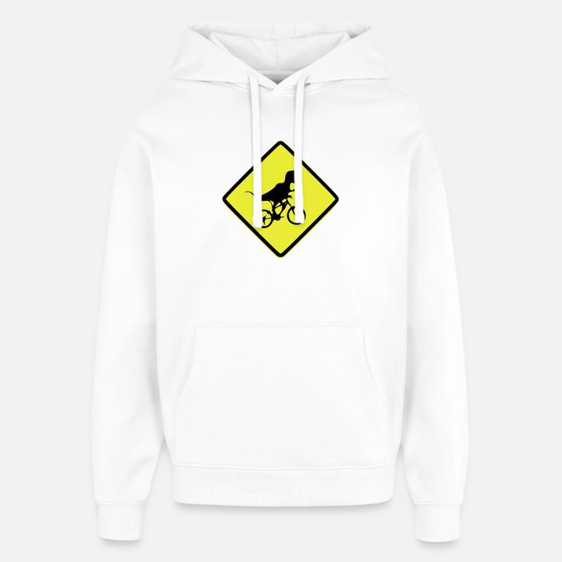 Signal de vélo T-Rex illustré - Sweat à capuche unisexe Stanley/Stella Oversized - blanc