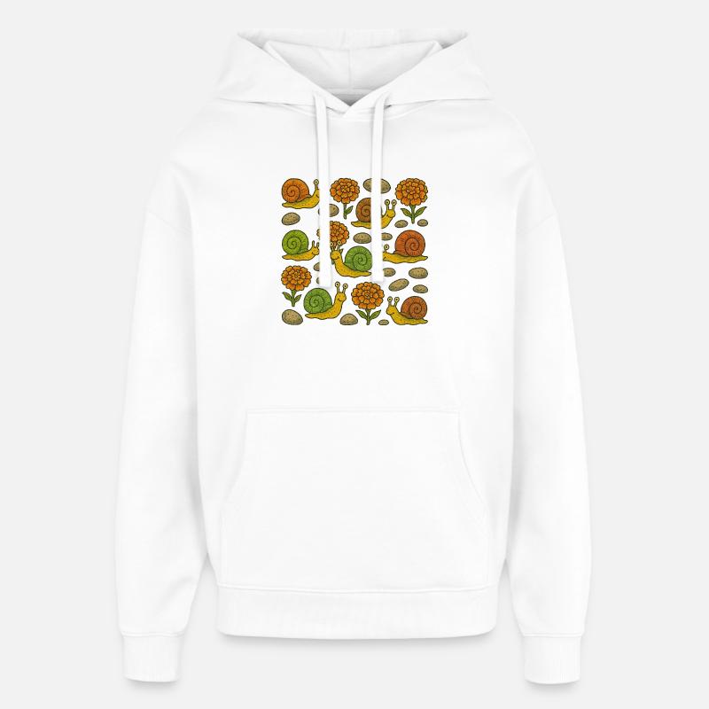 Ensoleillé escargots jardin motif - Sweat à capuche unisexe Stanley/Stella Oversized - blanc