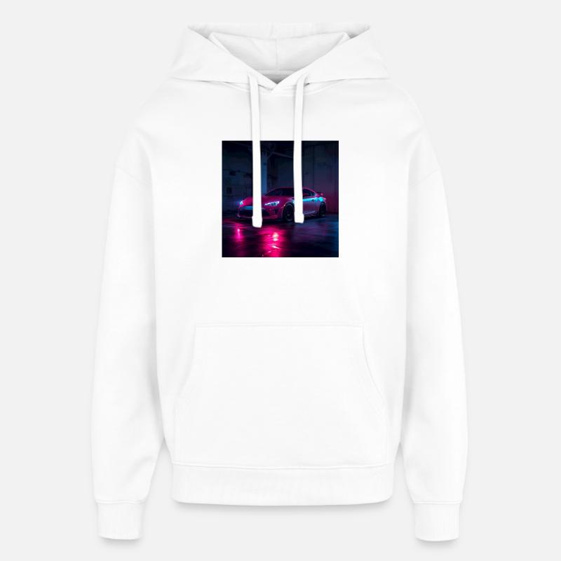 Neon Night Drift Voiture - Sweat à capuche unisexe Stanley/Stella Oversized - blanc