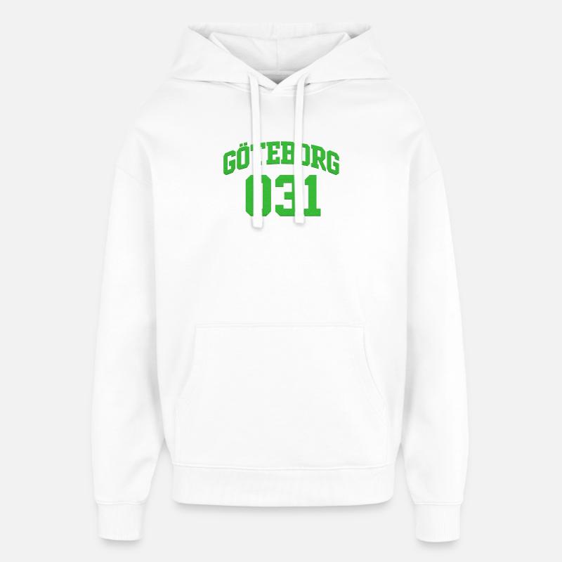 Göteborg 031 Bloc vert Texte - Sweat à capuche unisexe Stanley/Stella Oversized - blanc