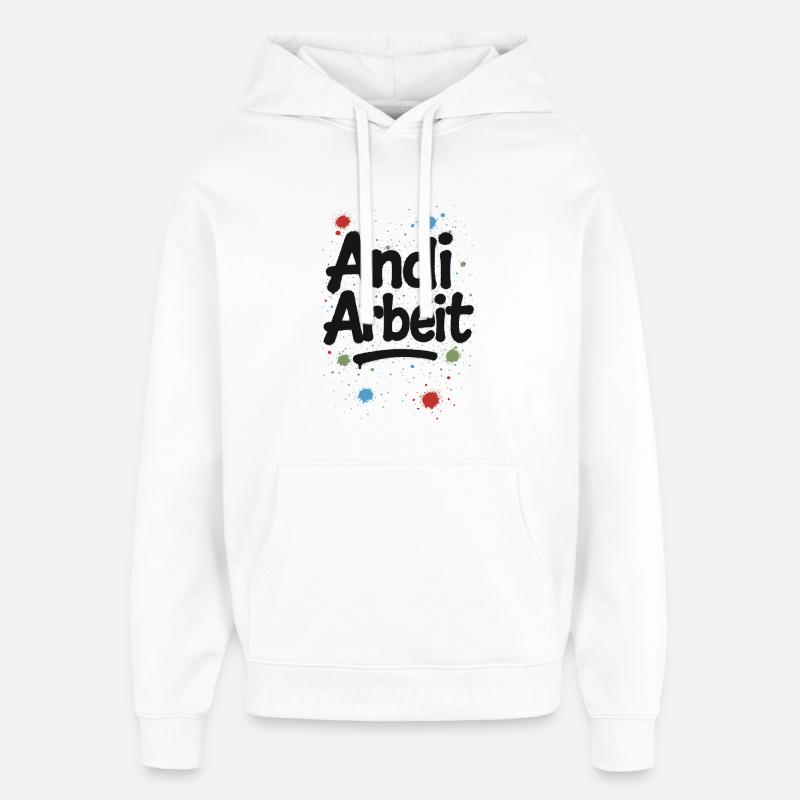 Andi-Arbeit-Andreas-Andrea-Andy-Spruch-Nom-lus - Sweat à capuche unisexe Stanley/Stella Oversized - blanc