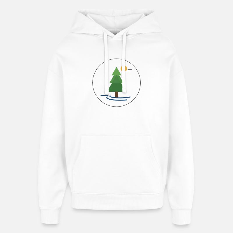 arbre forestier géométrique avec soleil - Sweat à capuche unisexe Stanley/Stella Oversized - blanc