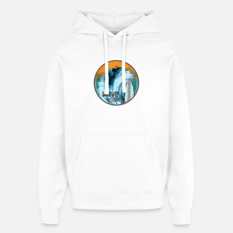 Vague dans Surf Magic Patch - Sweat à capuche unisexe Stanley/Stella Oversized - blanc