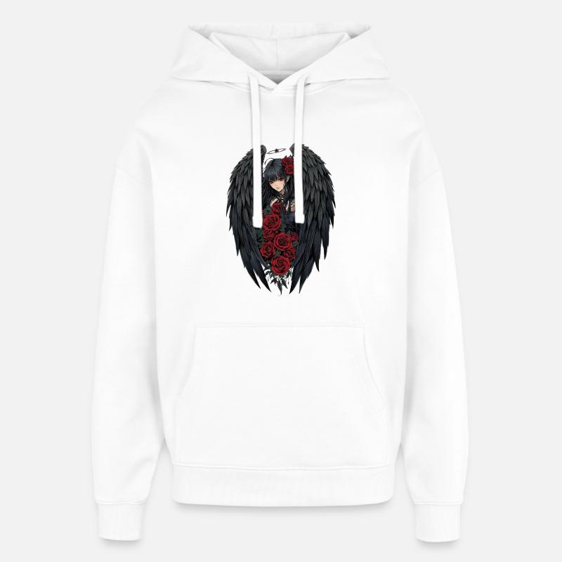 Ange de la nuit Rose Ailes - Sweat à capuche unisexe Stanley/Stella Oversized - blanc