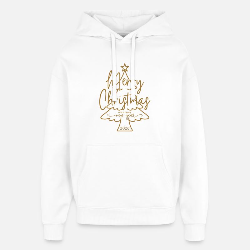 Joyeux Noël et Bonne Année 2026 - Sweat à capuche unisexe Stanley/Stella Oversized - blanc