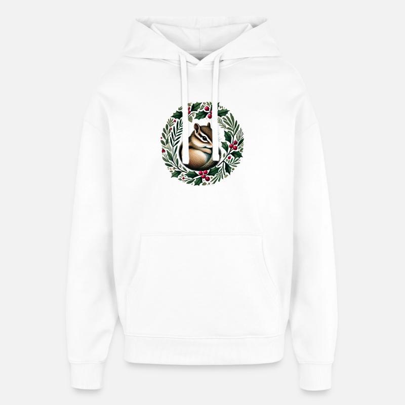 Couronne de houx Squirrel Charm - Sweat à capuche unisexe Stanley/Stella Oversized - blanc