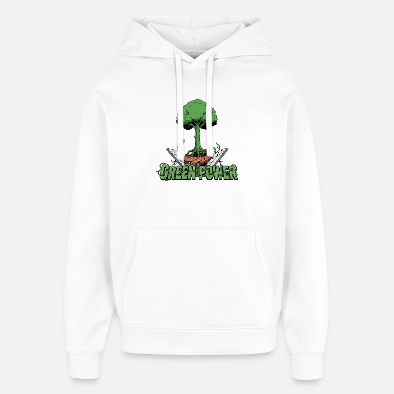 Arbre d’énergie vert - Sweat à capuche unisexe Stanley/Stella Oversized - blanc