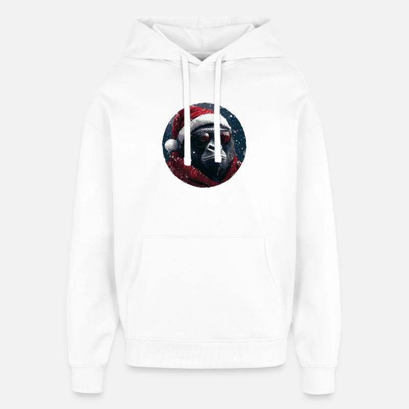 Noël gorille Noël drôle - Sweat à capuche unisexe Stanley/Stella Oversized - blanc