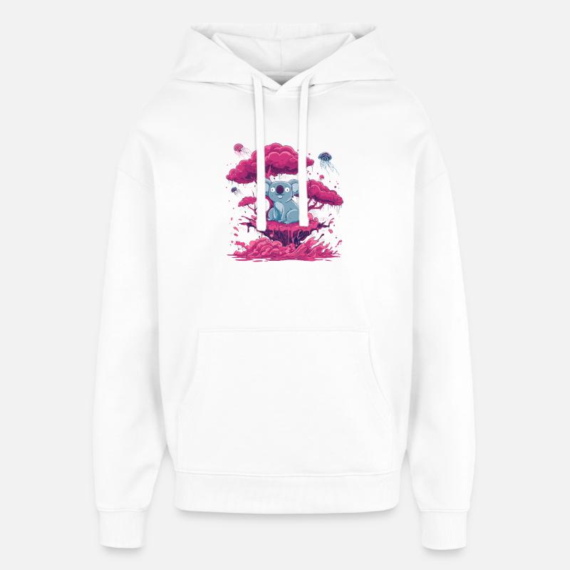 Koala dans la Forêt Rose - Sweat à capuche unisexe Stanley/Stella Oversized - blanc