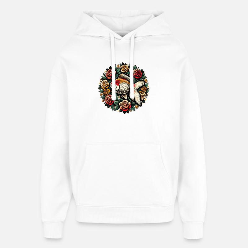 Conception du cercle Koi et Roses - Sweat à capuche unisexe Stanley/Stella Oversized - blanc