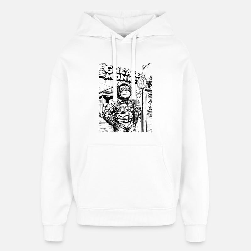 Illustration en ligne GreaseMonkey - Sweat à capuche unisexe Stanley/Stella Oversized - blanc
