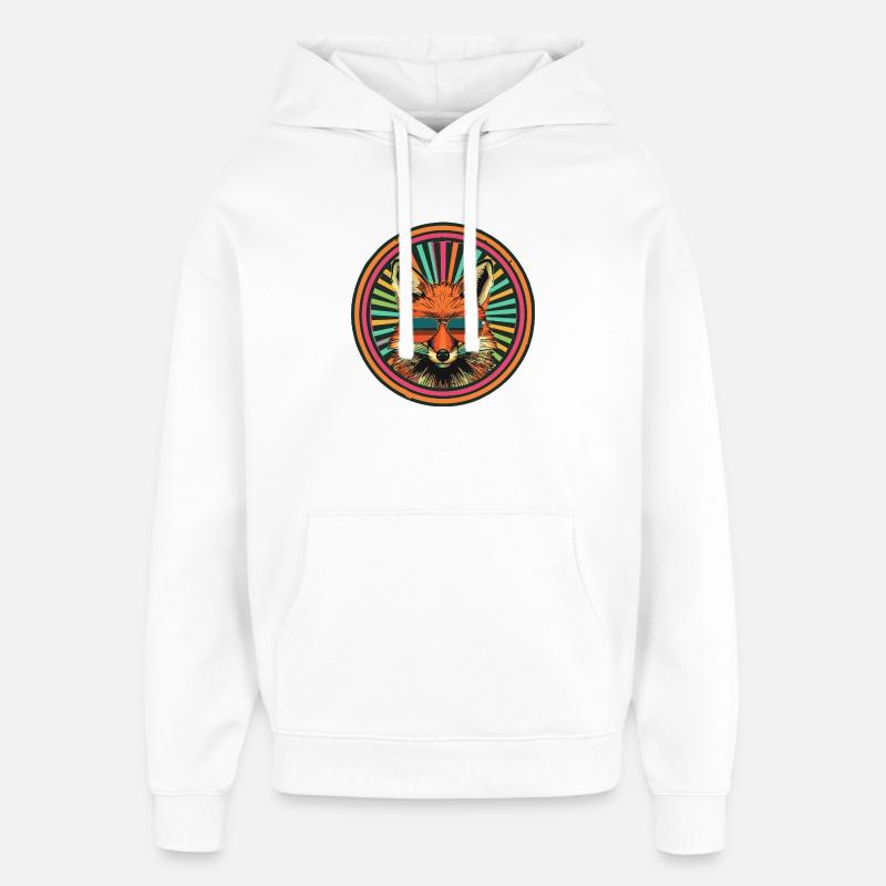 Renard rétro avec lunettes de soleil - Sweat à capuche unisexe Stanley/Stella Oversized - blanc