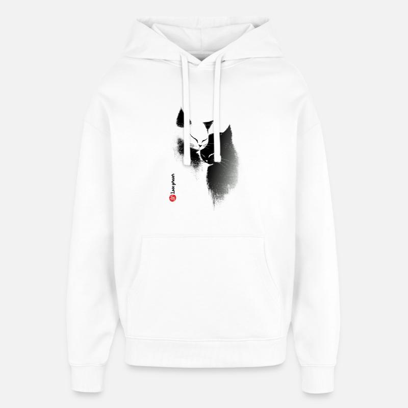 Amour des chats - Sweat à capuche unisexe Stanley/Stella Oversized - blanc