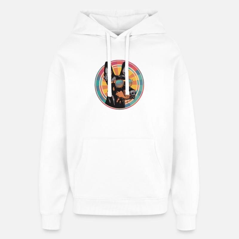 Lunettes de soleil Doberman Pop Art - Sweat à capuche unisexe Stanley/Stella Oversized - blanc