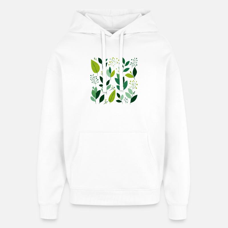 Feuilles vertes - Sweat à capuche unisexe Stanley/Stella Oversized - blanc