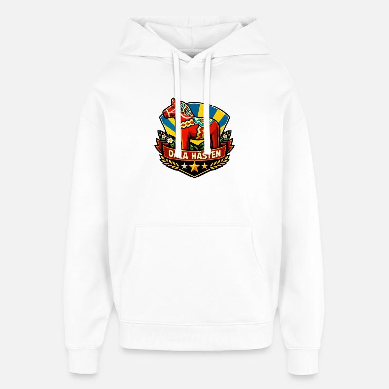 Dala hästen - Sweat à capuche unisexe Stanley/Stella Oversized - blanc