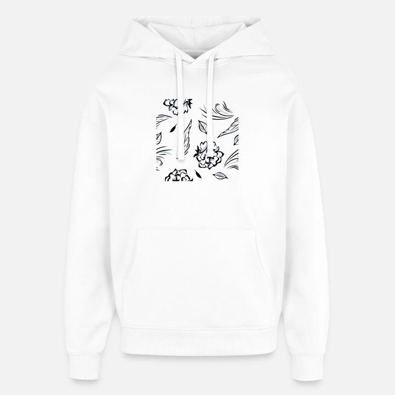 Seamless_pattern_with_roses - Oversized Unisex Hoodie by Stanley/Stella - white