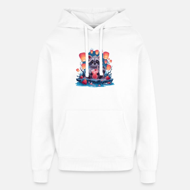 Nacht Waschbär Laternenlimonade - Oversized Unisex Hoodie von Stanley/Stella - Weiß
