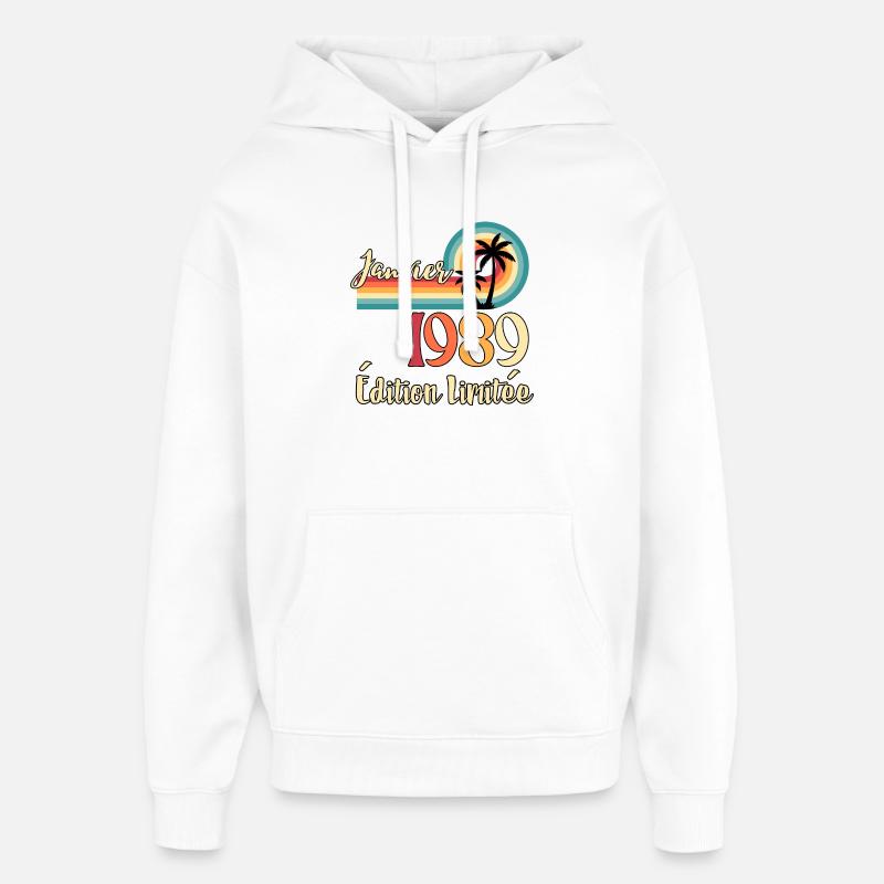 Janvier 1989 – Édition limitée rétro - Sweat à capuche unisexe Stanley/Stella Oversized - blanc