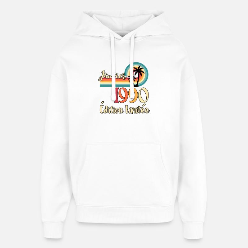 Janvier 1990 – Édition limitée rétro - Sweat à capuche unisexe Stanley/Stella Oversized - blanc