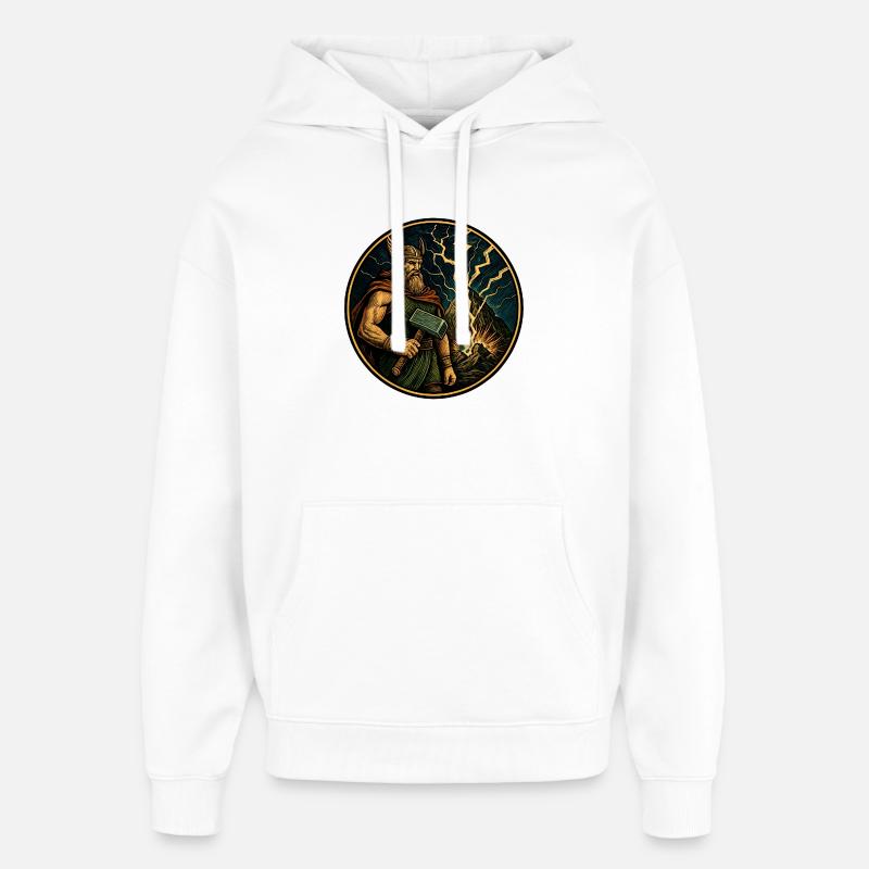 Thor avec un marteau - Sweat à capuche unisexe Stanley/Stella Oversized - blanc