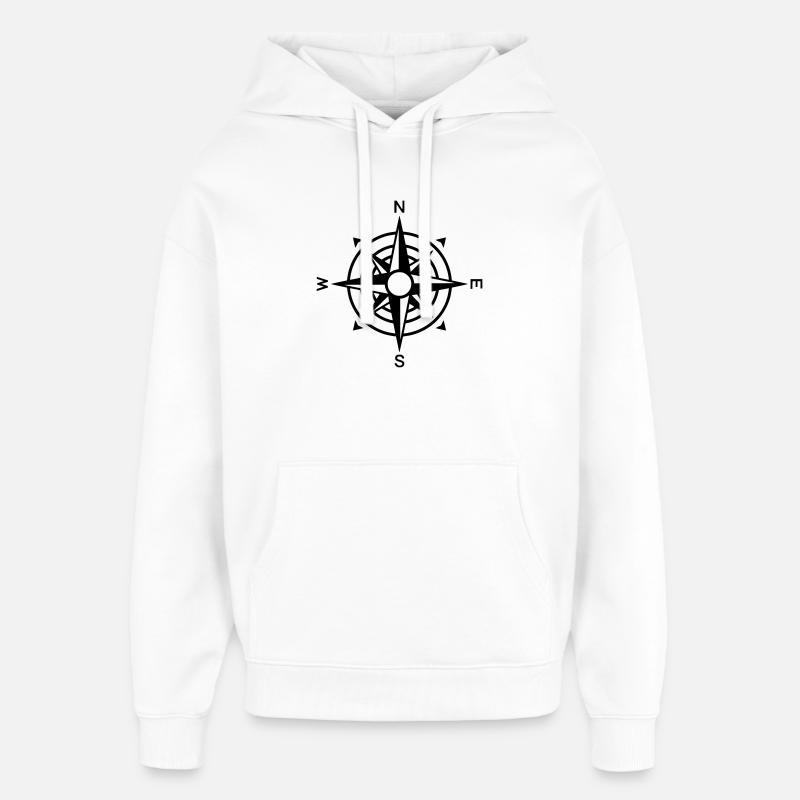 Compass Wind Rose Navigation - Oversized Unisex Hoodie by Stanley/Stella - white