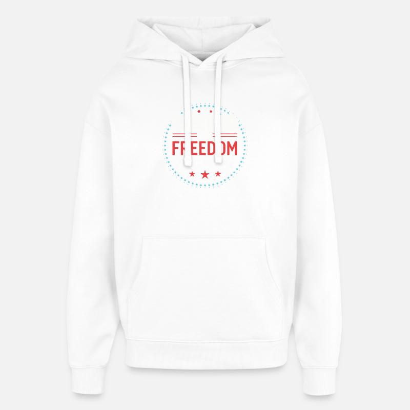 Ensemble pour la Liberté – Badge Étoilé - Sweat à capuche unisexe Stanley/Stella Oversized - blanc
