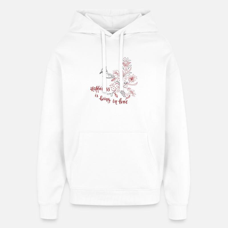 Amour et bonheur - Sweat à capuche unisexe Stanley/Stella Oversized - blanc
