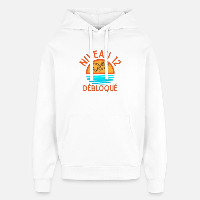 Niveau 12 Débloqué Anniversaire Couple - Sweat à capuche unisexe Stanley/Stella Oversized - blanc