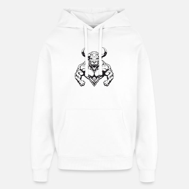 Bull Taurus Bodybuilding - Sweat à capuche unisexe Stanley/Stella Oversized - blanc