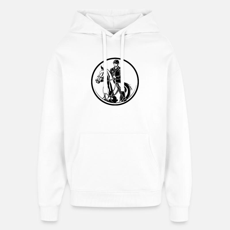 Silhouette de l’homme à cheval - Sweat à capuche unisexe Stanley/Stella Oversized - blanc