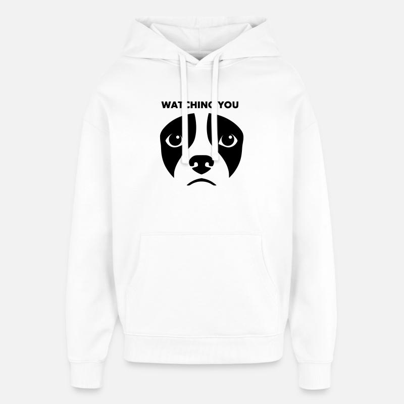 Hundeblick Watching You Spruch - Oversized Unisex Hoodie von Stanley/Stella - Weiß