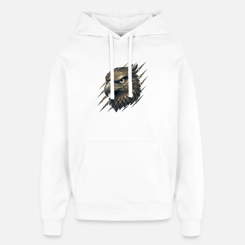 Graphique Kraft Tête d’Aigle - Sweat à capuche unisexe Stanley/Stella Oversized - blanc