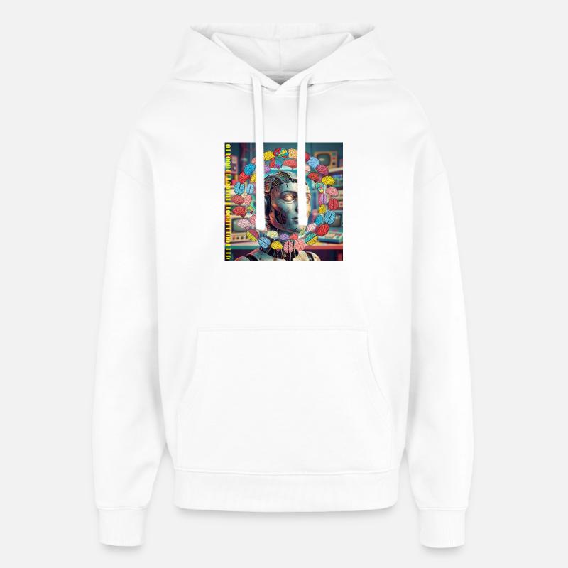 Android avec satellites cérébraux - Sweat à capuche unisexe Stanley/Stella Oversized - blanc