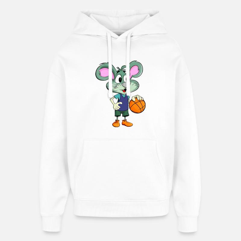 Souris de basket-ball - Sweat à capuche unisexe Stanley/Stella Oversized - blanc