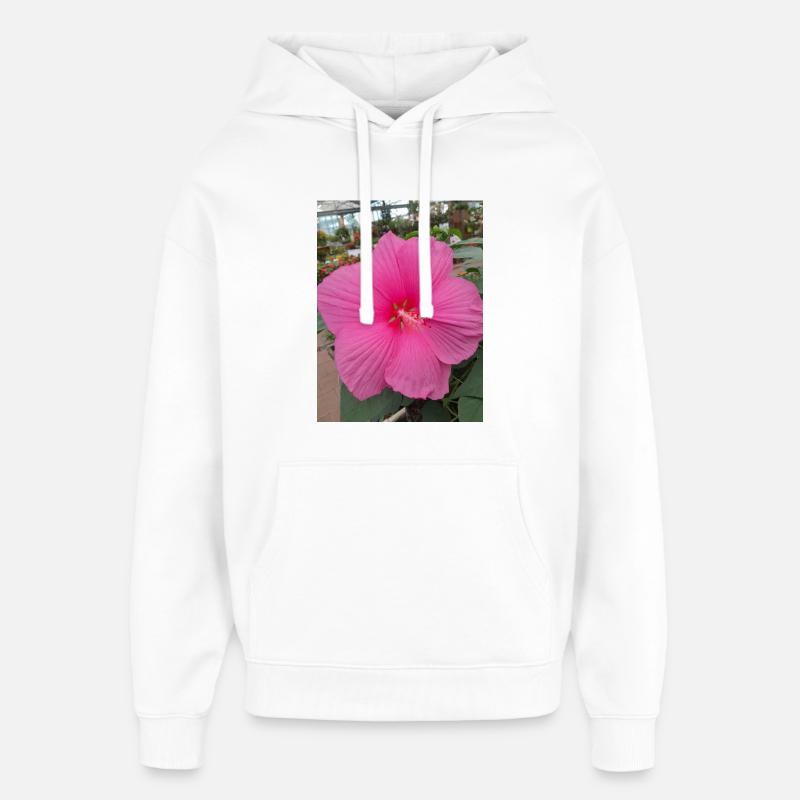 Hibiscus Rose Éclat Tropical Textile - Sweat à capuche unisexe Stanley/Stella Oversized - blanc