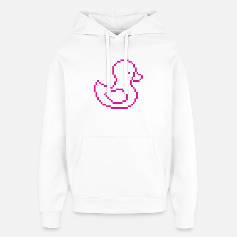 Pixel Duck Pink Pattern - Oversized Unisex Hoodie by Stanley/Stella - white