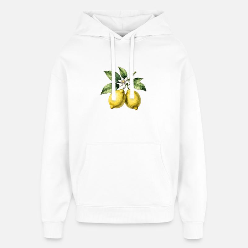Citronniers Botaniques Aquarelle - Sweat à capuche unisexe Stanley/Stella Oversized - blanc